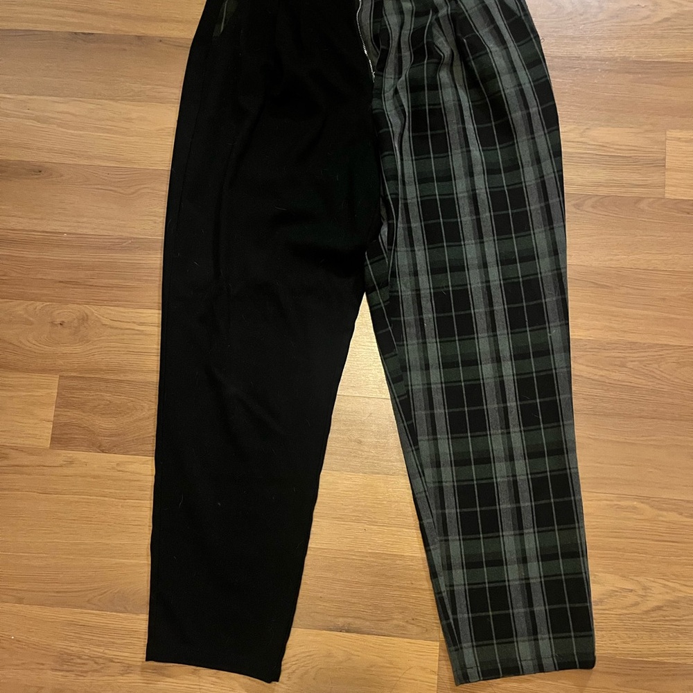 Disturbia Black and Green Plaid Women's Pants